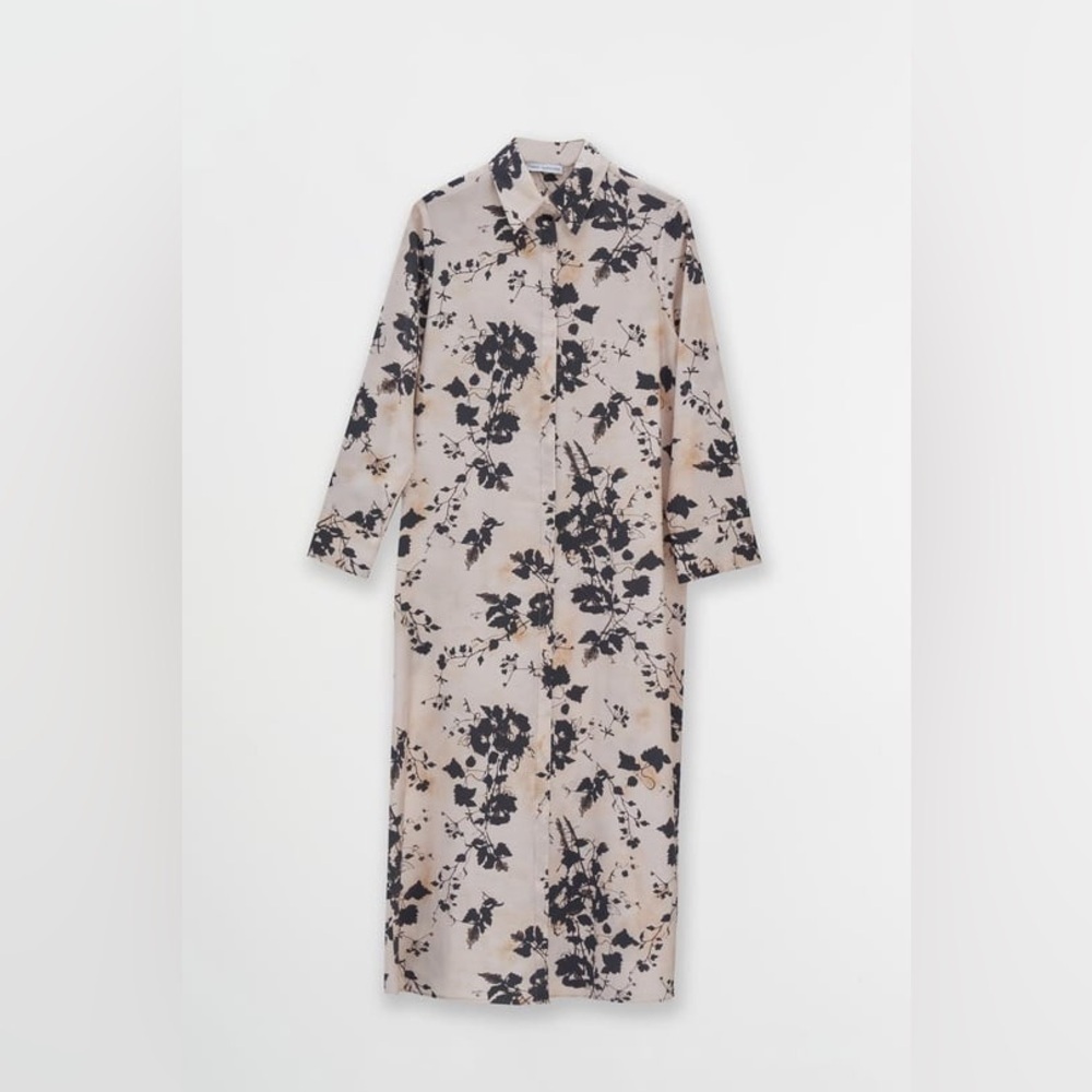 Floral Beige and Black Women's Dress - Picture 1 of 9
